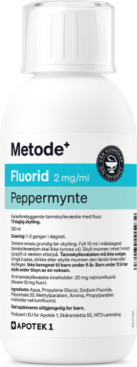 Metode Fluorid tannskyll 2 mg/ml med smak 300 ml Metode Fluorid tannskyll 2 mg/ml med smak 300 ml