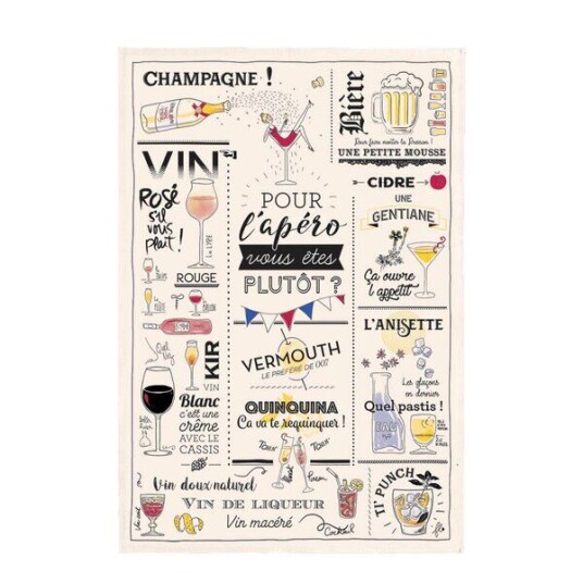 Maison Vivaraise   Kjøkkenhåndkle 48x72 cm Tid for cocktails