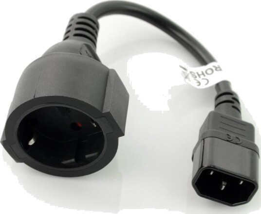 Adapterkabel IEC C14 til Schuko hunn 20 cm Adapterkabel IEC C14 til Schuko hunn 20 cm