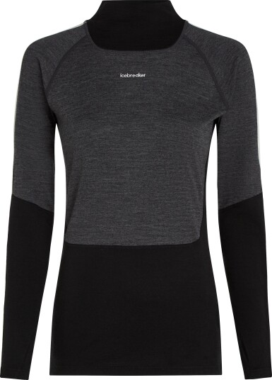 Icebreaker Women"s Merino 200 Oasis+ Long Sleeve High Neck Black/Jet Hthr/Undyed L