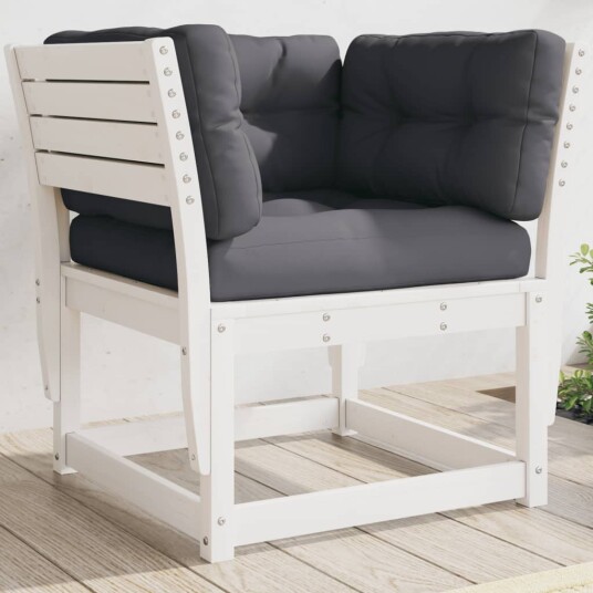  Hagesofa med armlener og puter hvit heltre furu 844695