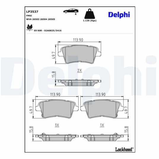 Bremseklosser DELPHI LP3537 Bremseklosser DELPHI LP3537