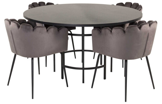 Venture Design Copenhagen & Limhamn spisegruppe Svart/grå 4 st stoler & bord 140 cm