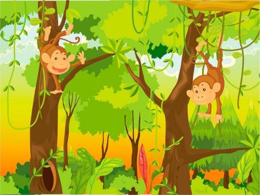 Fototapet Jungle Monkeys 350x270 - Artgeist sp. z o. o.