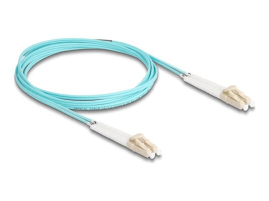 Delock Nettverkskabel Lc Multimodus Hann Til Lc Multimodus Hann 2 M Fiberoptisk Dupleks 50 / 125 Mikroner Om3 Halogenfri Adjustable Angled Connectors On Each End Akvamarin 88080
