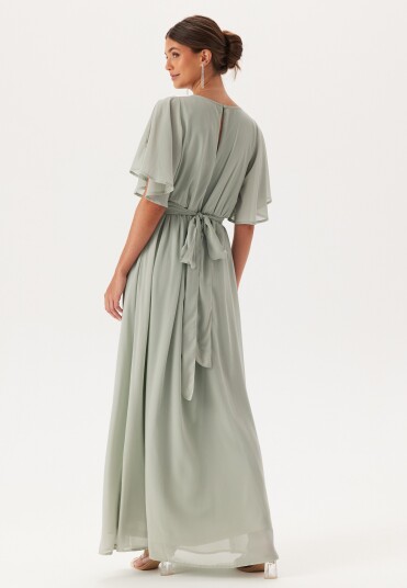 Bubbleroom Occasion Butterfly sleeve chiffon gown Dusty green 46