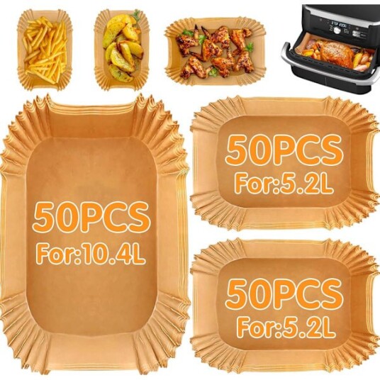 Air Fryer Bakepapir for Ninja AF500EU 150 stk Dobbelt-Sone Papirforinger 5,2L og 10,4L