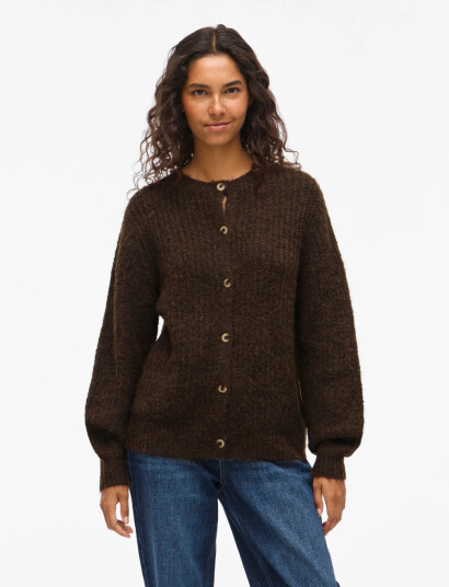 Vila Vilampe O-Neck L/S Knit Cardigan-Noos - Brown - XS