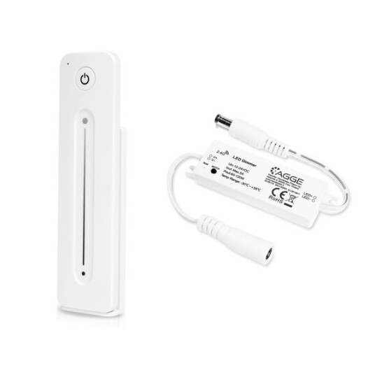 Driver til LED stripe AGGE Single Colour Mini Controller RF 2,4 GHz Driver + Remote control Dimming Touch Slide White