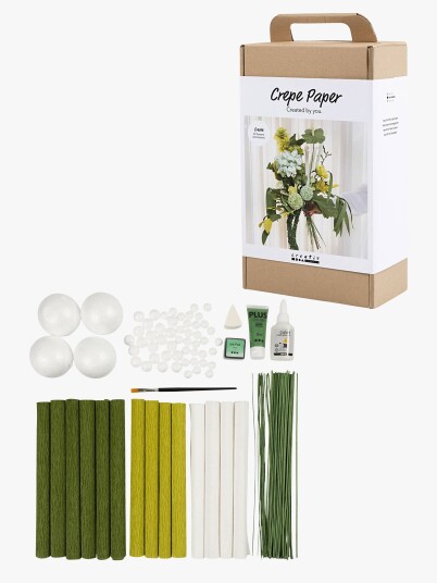 Maxi DIY Kit Kreppapir Blomsterbukett - Lys Grønn, Mørk Grønn, Pastellgrønn, Hvit Maxi DIY Kit Kreppapir Blomsterbukett - Lys Grønn, Mørk Grønn, Pastellgrønn, Hvit