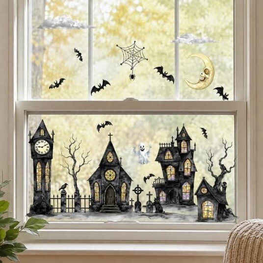 Halloween Vindusdekorasjoner med Skrekkmotiv 2 stk