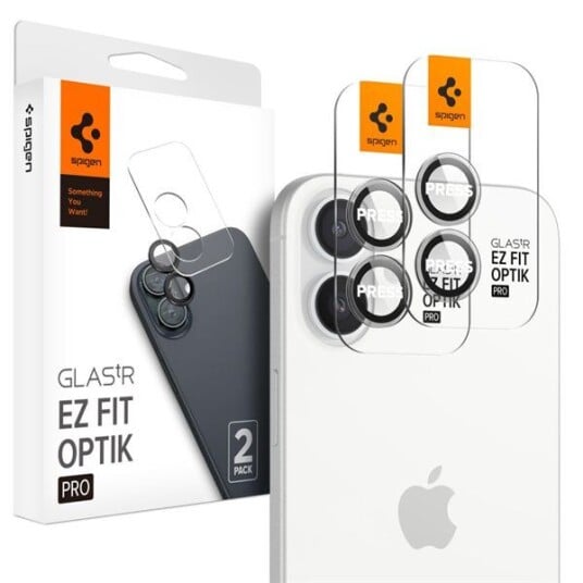 Spigen Glas.tR Optik Pro Kameralinsebeskyttelse for iPhone 16/16 Plus - Svart - 2-pakning Spigen Glas.tR Optik Pro Kameralinsebeskyttelse for iPhone 16/16 Plus - Svart - 2-pakning