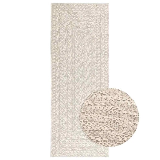 Teppe ZIZUR kremhvit 80x200 cm jute-utseende innendørs&utendørs 8721102836756 Teppe ZIZUR kremhvit 80x200 cm jute-utseende innendørs&utendørs 8721102836756