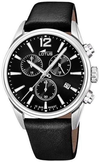 Lotus Herreklokke 18691/3 Chrono Sort/Lær Ø42 mm