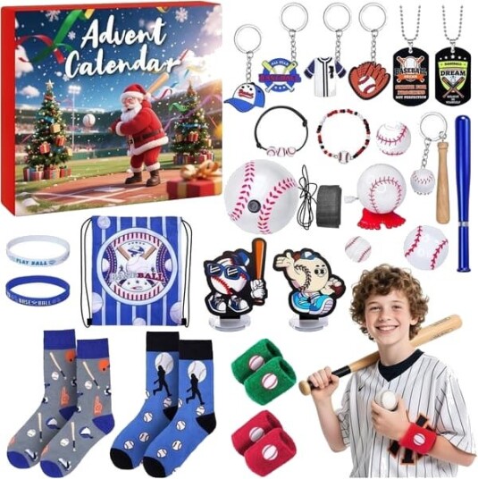 Baseball tema adventskalender 24 deler sportstilbehørsett julegaveeske for gutter
