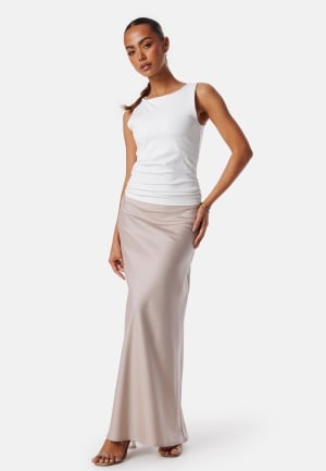 BUBBLEROOM Demi Maxi Satin Skirt Light nougat 38