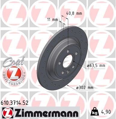 Bremseskive ZIMMERMANN 610.3714.52 Bremseskive ZIMMERMANN 610.3714.52