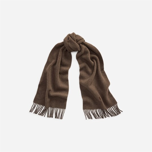 Fringe-Trim Wool Scarf Nutmeg/Brown Htr