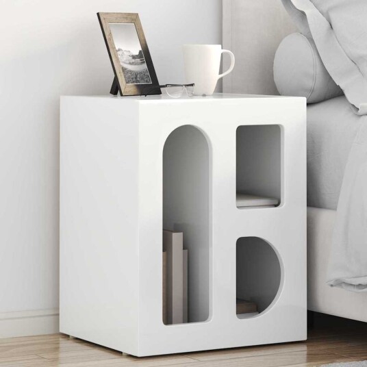 Nattbord 2 pcs Høyglanset hvit 40 x 35 x 50 cm Konstruert tre