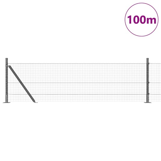 svejset ledningsgjerde med 13 flangede stolper Grå 0.4x100 m Stål