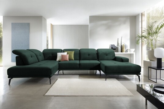 Devender Sofa m. Divan og Sjeselong Grønn