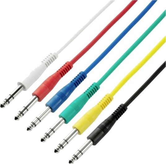 Adam Hall K3bvv0015set Jack Audio Tilkoblingskabel 0,15 M [6X Jack 6,3 Mm Stereo 6X Jack 6,3 Mm Stereo] Hvit/Rød/Blå/Grønn/Gul/Svart