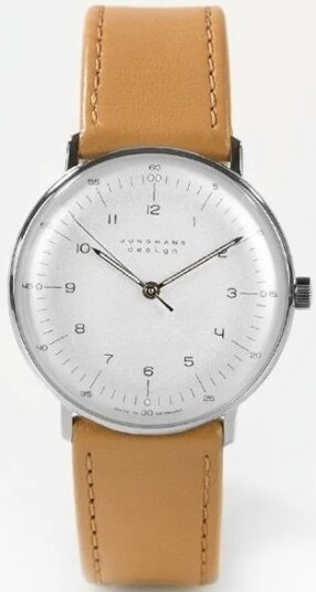 Junghans Dameklokke 27/3701.02 Max Bill Sølvfarget/Lær Ø34 mm