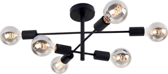 Ms - belysning Cross taklampe 6 lys - Svart Ms - belysning Cross taklampe 6 lys - Svart