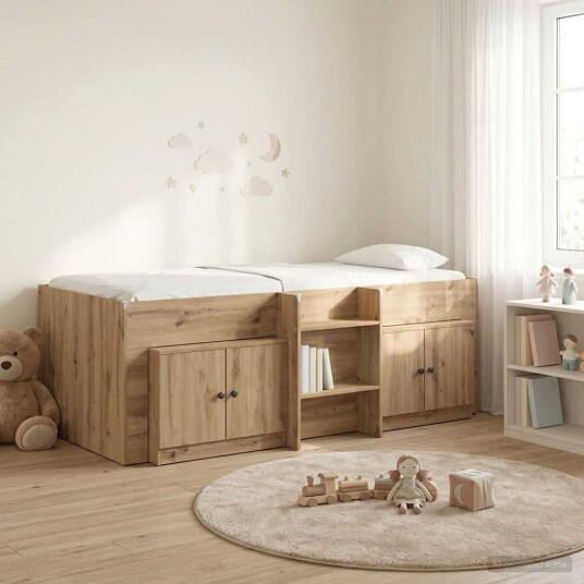 Loft Seng Ramme med Skap 3 pcs Artisan eik Konstruert tre Loft Seng Ramme med Skap 3 pcs Artisan eik Konstruert tre