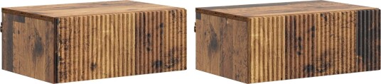  Vegghengt Nattbord 2 pcs Gammelt tre 49 x 34,5 x 20 cm