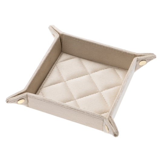 DARK Velvet Quilted Jewellery Tray Small Sand