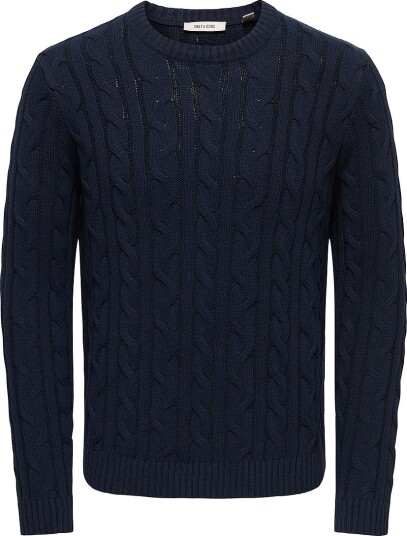 ONLY & SONS Genser Onskim Ls Cabel Crew Reg Blå ONLY & SONS Genser Onskim Ls Cabel Crew Reg Blå