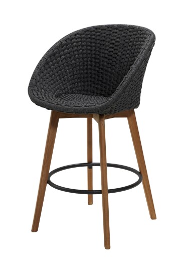 Cane-line Peacock barstol Teak med mørkegrå sete Grå Cane-line Peacock barstol Teak med mørkegrå sete Grå