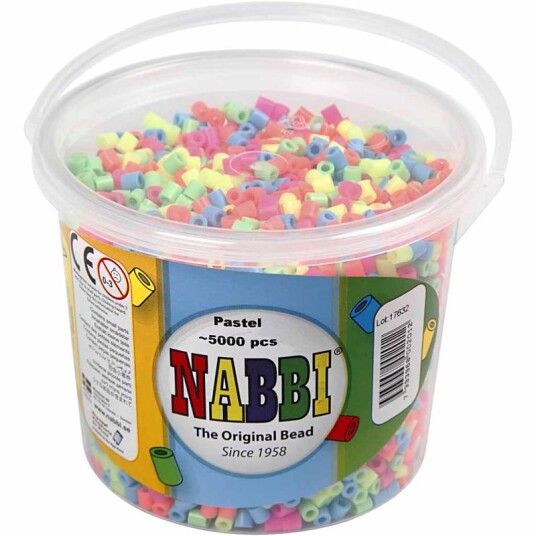 Nabbi Rørperler, Str. 5x5 Mm, Hullstr. 2,5 Mm, 5000 Ass., Pastellfarger