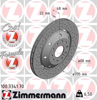 Bremseskive ZIMMERMANN 100.3341.70
