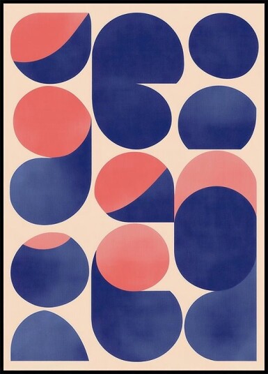 Geometric Abstract Art with Blue and Red Shapes Plakat Plakat / 30x40cm Geometric Abstract Art with Blue and Red Shapes Plakat Plakat / 30x40cm