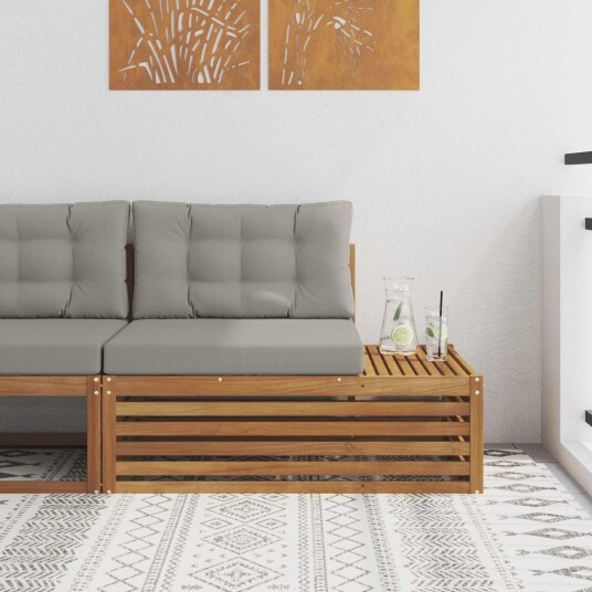 vidaXL Utendørs end sofa 3 Stk Naturlig og Lys Grå 115 x 83 x 73 cm