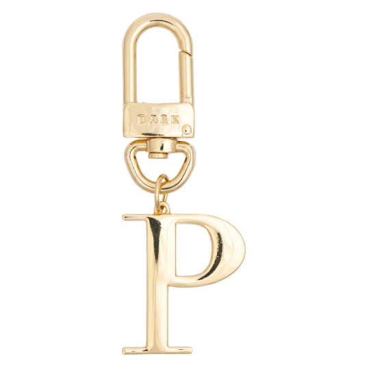 Dark Metal Letter Bag Charm Letter P Gold