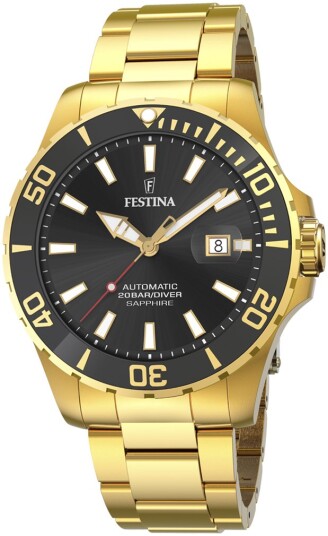Festina Herreklokke F20533 2 Diver Sort/Gulltonet stål Ø44 mm Festina Herreklokke F20533 2 Diver Sort/Gulltonet stål Ø44 mm
