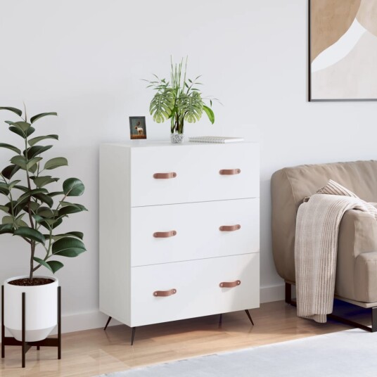 Kommode hvit 69,5x34x90 cm konstruert tre Kommode hvit 69,5x34x90 cm konstruert tre