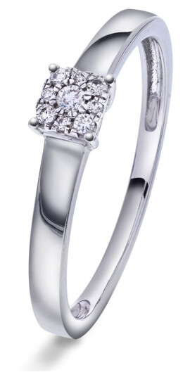 Lilly ring i 375 hvitt gull med diamanter, størrelse 54