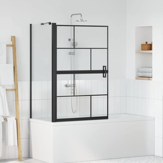 Bade dusjvegg Svart og gjennomsiktig 116 x 68 x 128 cm