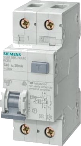 Siemens Kombinasjonsbryter Automatsikring/HPFI C 8A 1P+N, 30mA 5SU1356-7KK08 Siemens Kombinasjonsbryter Automatsikring/HPFI C 8A 1P+N, 30mA 5SU1356-7KK08