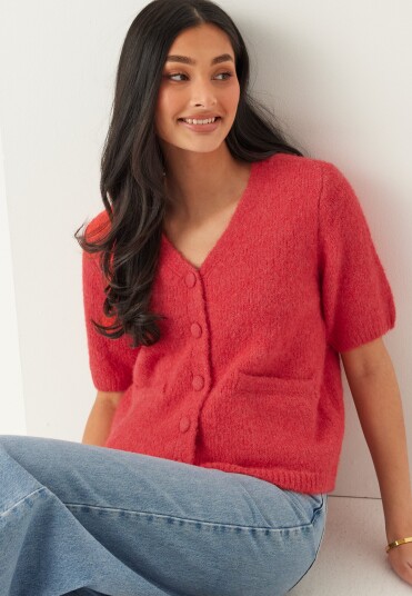 Object Collectors Item Objsaggia Re Ss V neck Knit Cardigan