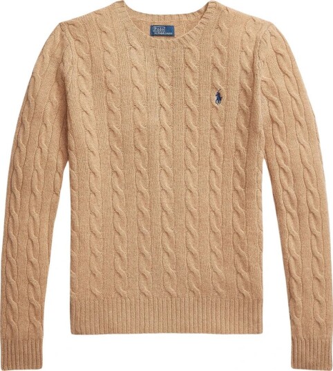Polo By Ralph Lauren julianna langarmet strikkegenser beige og brun Polo By Ralph Lauren julianna langarmet strikkegenser beige og brun