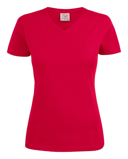 Printer Heavy V-neck Lady T-skjorte Rød Rød