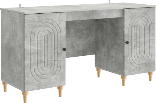 vidaXL Skrivebord med dør Betonggrå 142,5 x 50 x 75 cm Konstruert tre