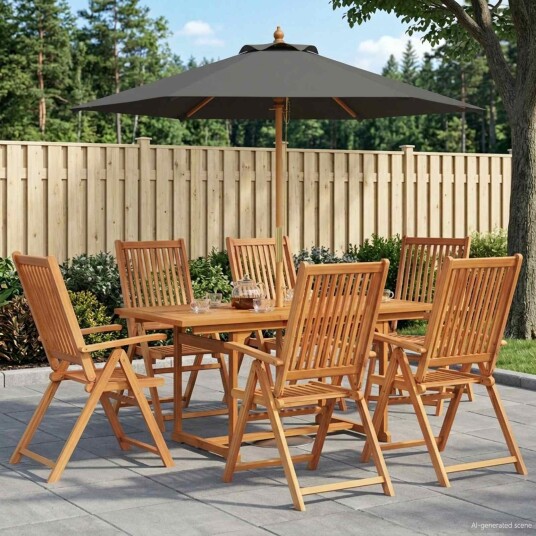vidaXL Ute spisegruppe med parasoll 8 stk. 6-seters