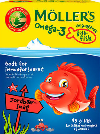 Møllers Tran Möller s Tran Omega-3 Fisk Jordbær 45 Stk Møllers Tran Möller s Tran Omega-3 Fisk Jordbær 45 Stk