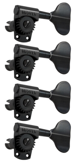 Grover 145bc4 Titan Electric Bass Heads, 4-In-Line, Left - Svart Chrome